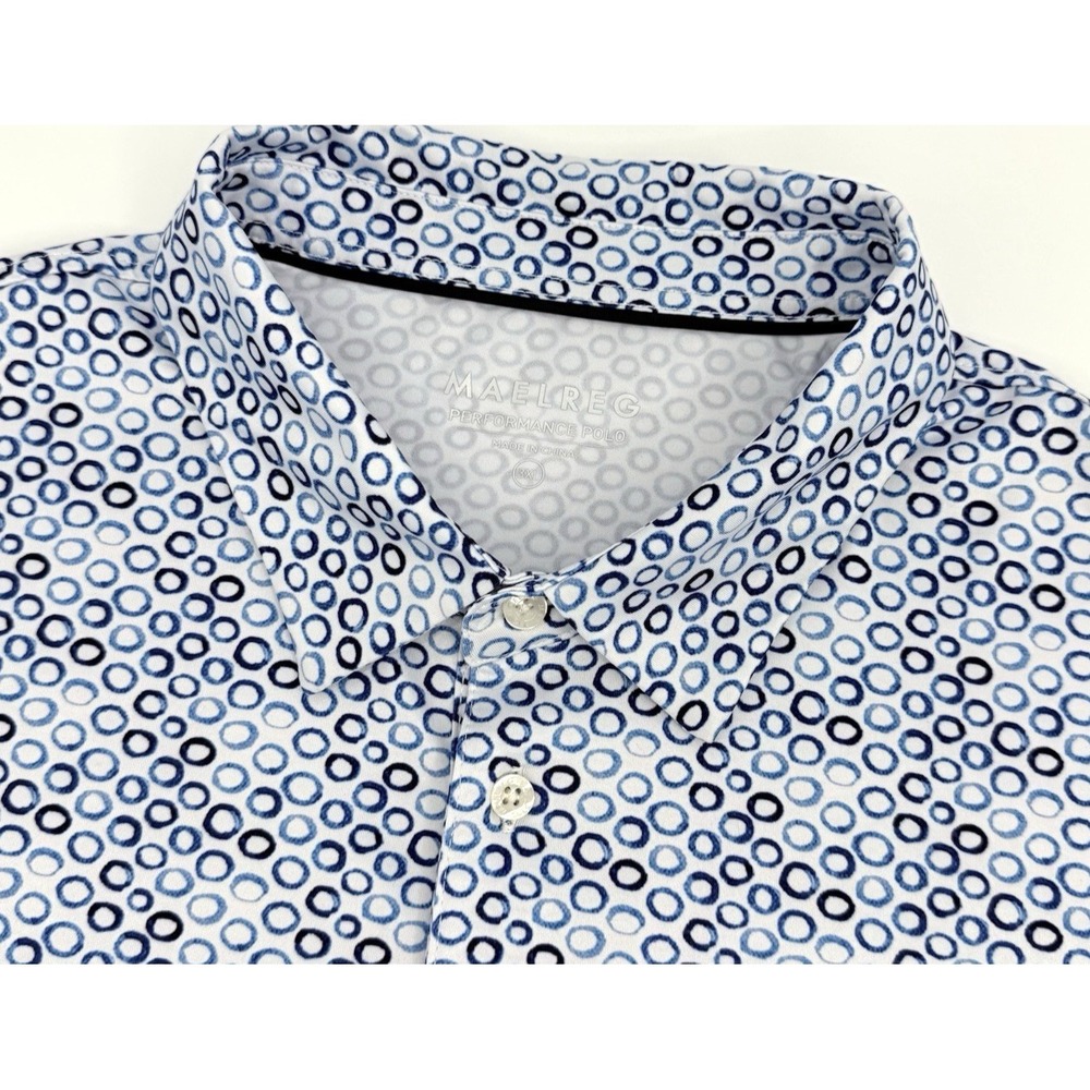 Maelreg Performance Polo Men's 3XL Blue Circle Print Golf Stretch